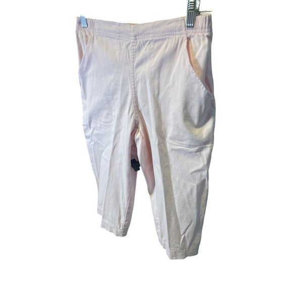 Croft and Barrow Light Pink Pull On Elastic Waist Flat Front Cropped Pants Sz 4P - Picture 3 of 8